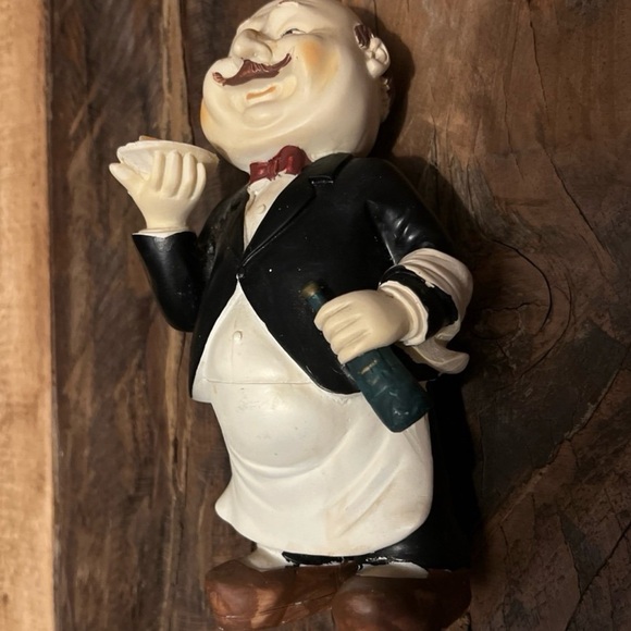 Butler Serving Dessert & Wine, Coffee Bar Decor, Waiter Home Decor - Picture 2 of 6